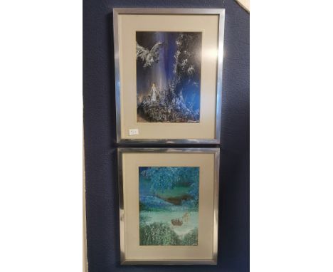 Pair of Lord of the Rings Originals by Yorkshire Artist Eleanor Clayforth - 40x33cm