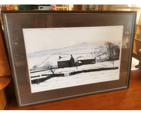 Peter Brook Hannah Hauxwell 'Waving Goodbye' Winter Scene Print - 75x53cm