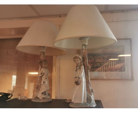 Pair of Lladro Nao Porcelain Lamps