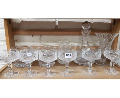 SHELF LOT OF TYRONE CUT GLASSWARE 