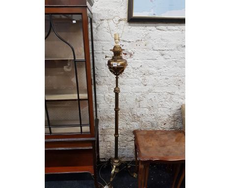 BRASS RISE AND FALL LAMP 