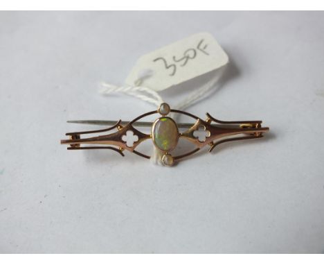 9ct. opal and pearl bar brooch     