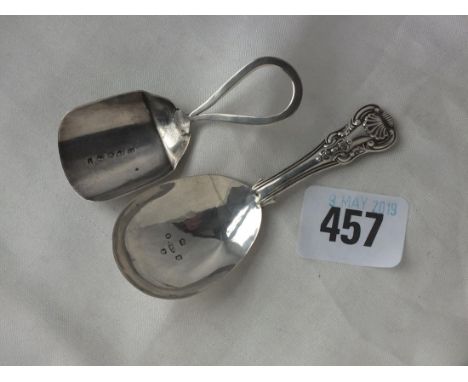 Kings pattern caddy spoon, B'ham 1833 by T &amp; P, also  another        