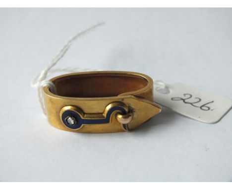 15ct gold diamond &amp; enamel scarf clip 5.7g    