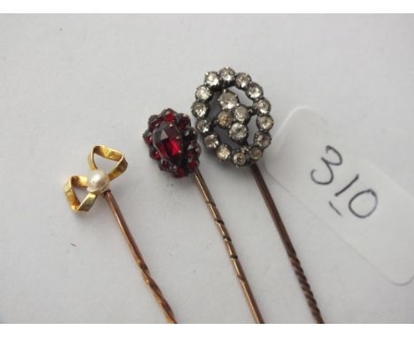 Three stone set stick pins      