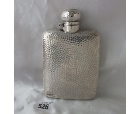 Large hip flask, textured finish, makers mark WN 230g.  