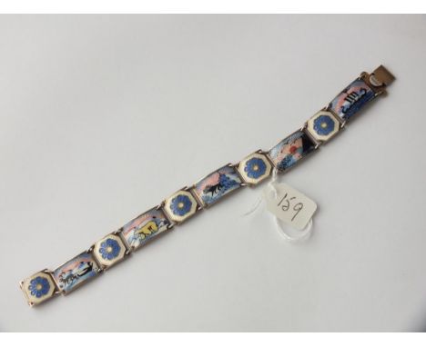 Scandinavian enamel panelled bracelet in excellent  condition marked 925.        