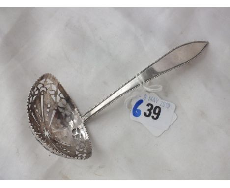 Antique Dutch sifter ladle with beaded handle, 26g.  