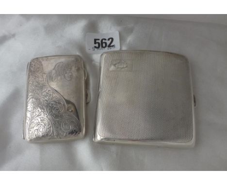 Engine turned cigarette case, 3" wide 1937 by M &amp; W  140g.         