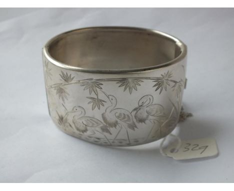 Ascetic period broad hinged bangle, decorated with  water fowl        