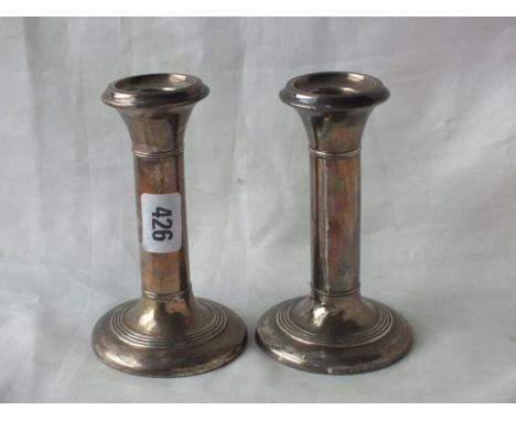 Pair of plain column candlestick, 5.5" high Chester 1905  