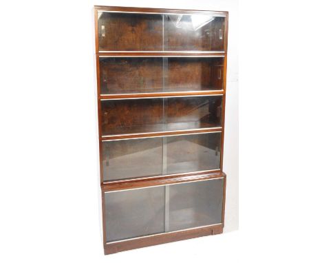 Minty, Oxford - A vintage 20th century hardwood stacking barrister's bookcase / shelf. Modular five shelf system, with twin s