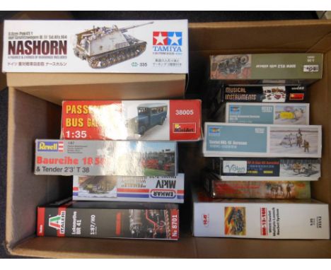 Mini-Art, Tamiya, ICM and others, a quantity of assorted plastic construction kits: various scales including 1/35th and 1/87t