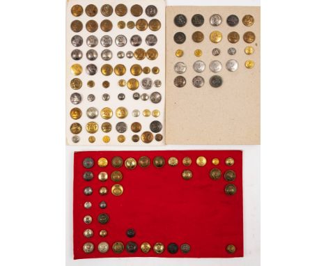 A quantity of assorted 19th century British Army buttons: together with livery and hunt buttons. (on three cards)