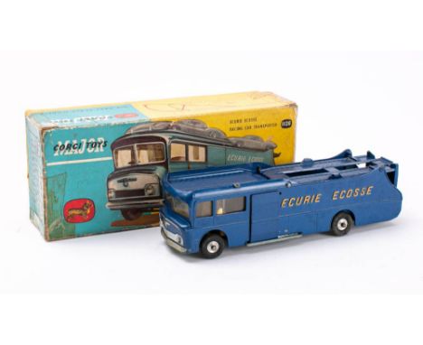 Corgi 1126 Ecurie Ecosse Racing Car Transporter: blue with yellow side lettering, pale yellow interior, spun hubs and treaded