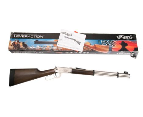 A Walther Model Lever Action .177 calibre Winchester pattern CO2 air rifle: with instructions in original box.(missing pliers