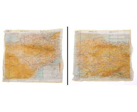 Three WWII silk maps,:comprising 'Sheet A/B. France, Belgium, Holland', 'Sheet C/D Holland. Belgium. France. Germany ' and '4