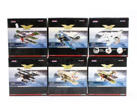 Corgi Aviation Archive. A boxed group of six WWI aircraft: including AA38901 Fokker DVII-JG Herman Goring September 1918, AA 