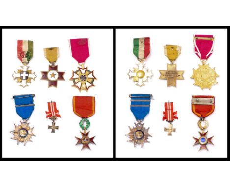 A group of six World Order and decorations: including an Order of St Gregory, a Republic of Chile Star for Lima campaign 1881