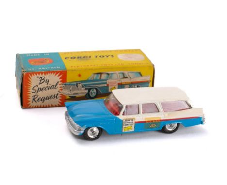 Corgi 4443 Plymouth US Mail based on a Sports Suburban,: two-tone white and blue with red interior, decals to either side, to