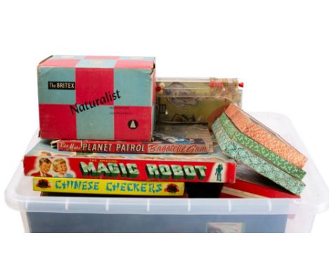 A collection of various early to mid 20th century Children's board and other games: including 'Magic Robot', 'Oscar', Ludo an