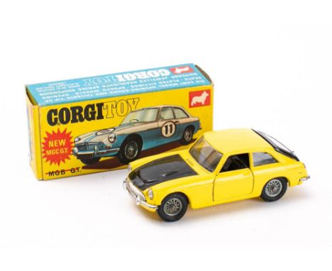 Corgi 345 MGC GT 'Competition Model': yellow with  black bonnet, boot and interior, silver fittings, wire wheels and black tr