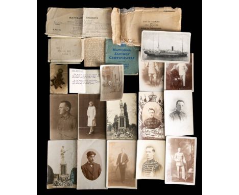 A WWI 1914-15 Star to '3525 Pte. W H Root Suff R': together with related postcards and ephemera. 