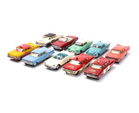 Corgi. An unboxed group of: including two Chevrolet Impala Fire Chief cars, Studebaker Golden hawk, Chrysler Imperial and oth