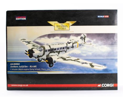 Corgi 'Aviation Archive': a boxed limited edition 883/1660 1/72nd scale AA36904 Junkers Ju52/3m-RJ + NP C-Schulen (Multi- eng