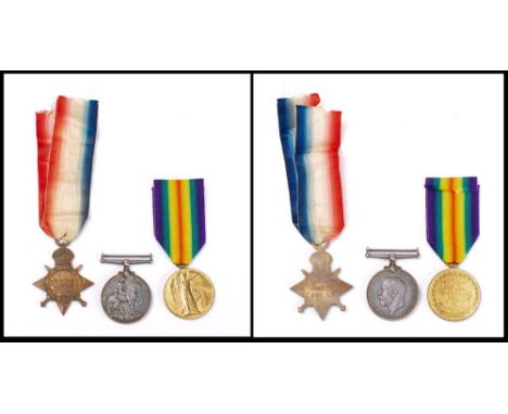 Three WWI medals:1914-15 Star 'K.28035 F T Knapman  Sto 1 RN'War Medal '5319 Pte  W J Trewin DCLI'Victory Medal; '23061 Pte  