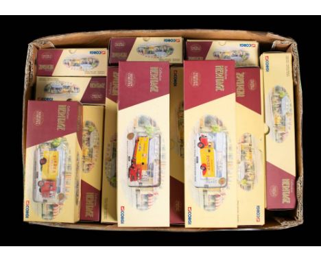 Corgi Heritage Collection. A boxed group of twelve 'Pinder- Jean Richard' Circus vehicles,: including 72906 Simca Cargo, red 