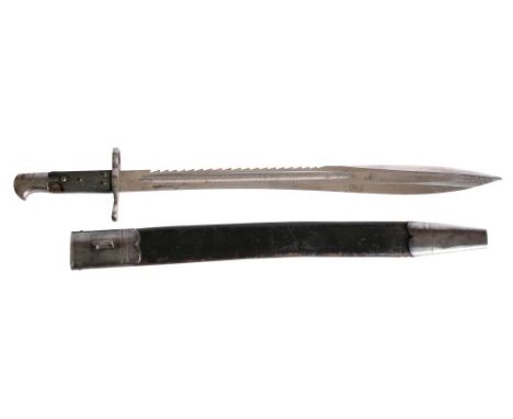 A rare Elcho British 1871 Volunteer Pattern saw-back bayonet by  Weyersberg Kirschbaum & Cie:  the 19.5 inch blade with swoll