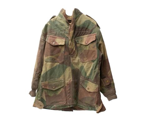 A WWII  Airborne Division Denison Smock by John Gordon &amp; Co, size 3, dated 1944: green and brown camouflage half zipped f
