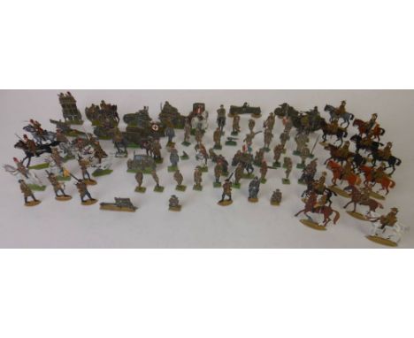 A collection of 27mm flat figures: depicting the French Army 1939-40, includes cavalry, infantry, officers, tanks, lorries, a