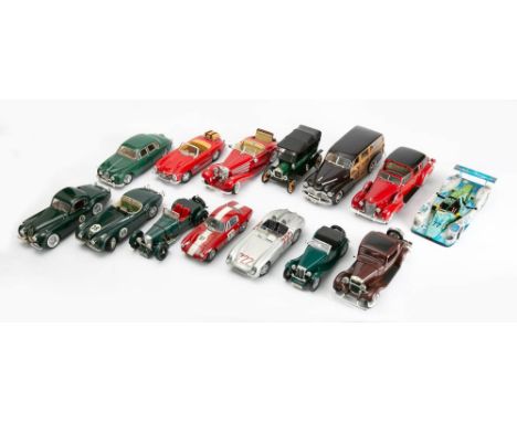 Burago and others. An unboxed group of fourteen 1/18thscale vehicles: including a Mercedes-Benz 300SL Mille Miglia, a 1960 Lo