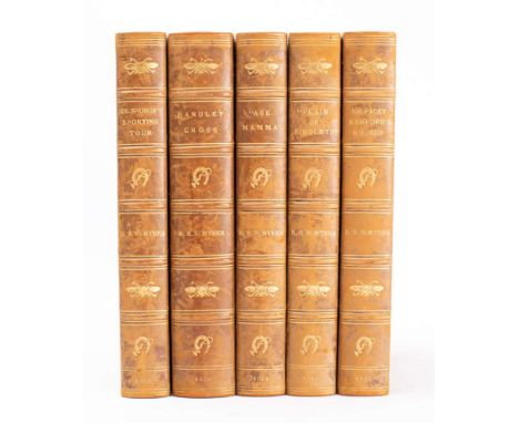 SURTEES, R. S - [ Works ] Sporting Novels : 5 vols. half tan calf with sporting devices in gilt within compartments on the sp