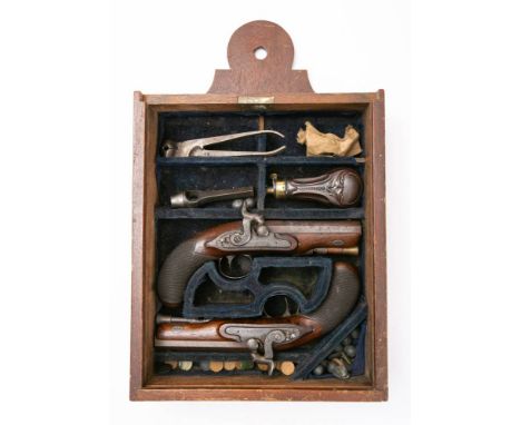 A pair of  late 18th/early19th century percussion cap converted travelling pistols by J Blanch, London: the 4 /1/2 inch octag