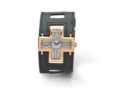 Y Roger Dubuis: A rose gold wrist watch Follow Me model, 289/888, 18ct rose gold cruciform case, quartz movement, guilloche c