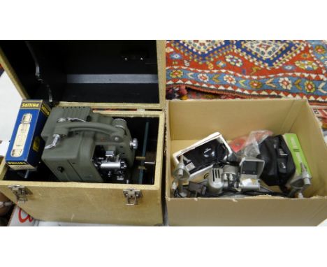 A Paillard Bowlex projector and a parcel of associated photographic items including cine camera and screen, film slicer etc C