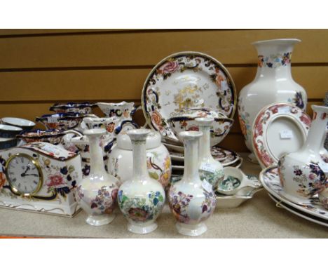 Large collection of Mason's Mandalay and other patterns including jugs, wall clock, mantel clock ETC Condition reports provid