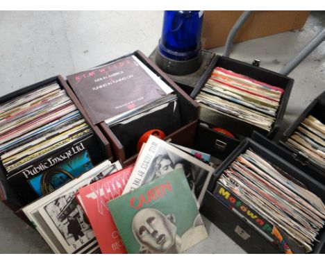 Five cases of single records together with a blue flashing lamp Condition reports provided on request by email for this aucti