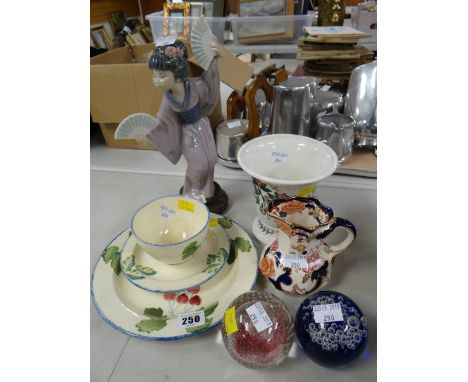 Lladro Geisha figure, Mason's jug, Portmeirion vase, Caithness paperweights ETC Condition reports provided on request by emai