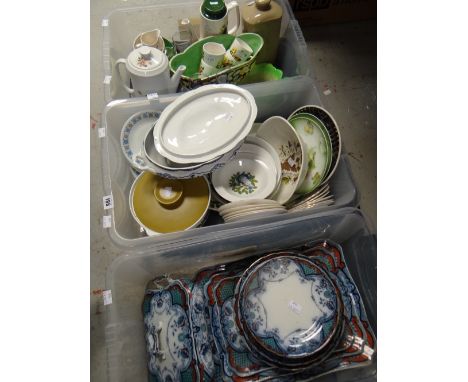 Three crates of various breakfast and dinnerware, J &amp; G Meakin cookware ETC Condition reports provided on request by emai