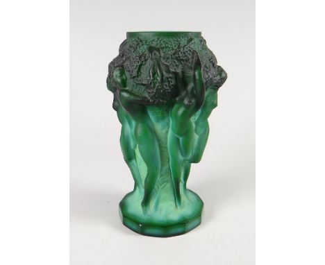A Desna Bohemian green glass jade effect figural vase Condition reports provided on request by email for this auction otherwi