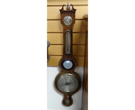 An antique mahogany banjo thermometer barometer Condition reports provided on request by email for this auction otherwise ite