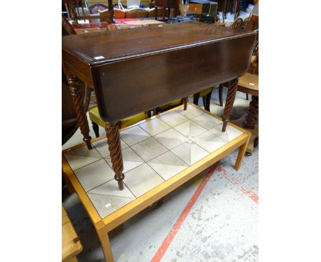 Victorian mahogany drop leaf Pembroke table together with modern tile-top rectangular coffee table (2) Condition reports prov