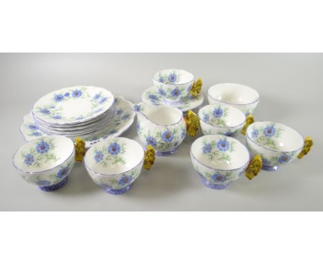 A quantity of vintage Aynsley teaware, registration number 767014 with butterfly hands Condition reports provided on request 
