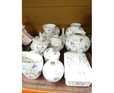 A collection of Spode 'Campanula' patterned vases &amp; lid trinket boxes ETC Condition reports provided on request by email 