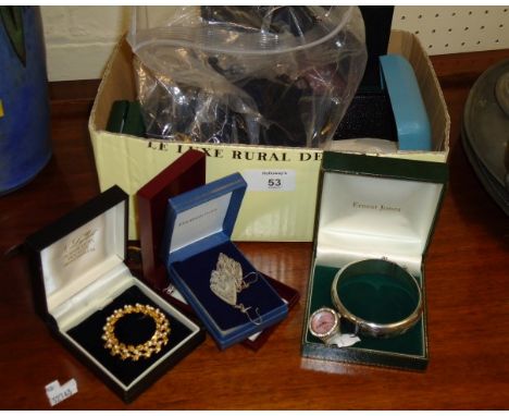 A Toye, Kenning and Spencer enamelled box, a silver bangle, a silver locket and a small quantity of other silver and costume 