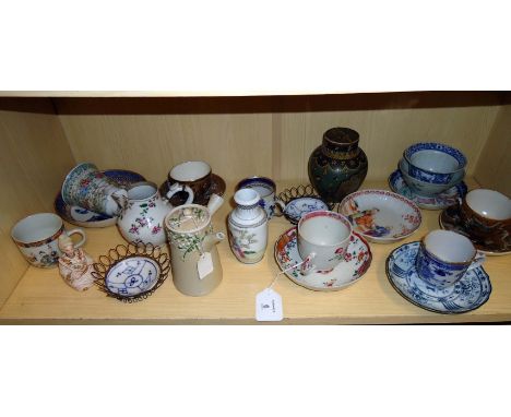 A small collection of 18th/19th century Chinese and Japanese porcelain, including coffee cups and saucers, and two small edge